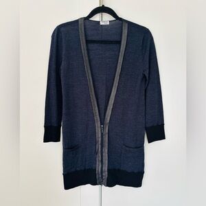 Akris Punto Navy Blue Long Cardigan Wool size 4 US